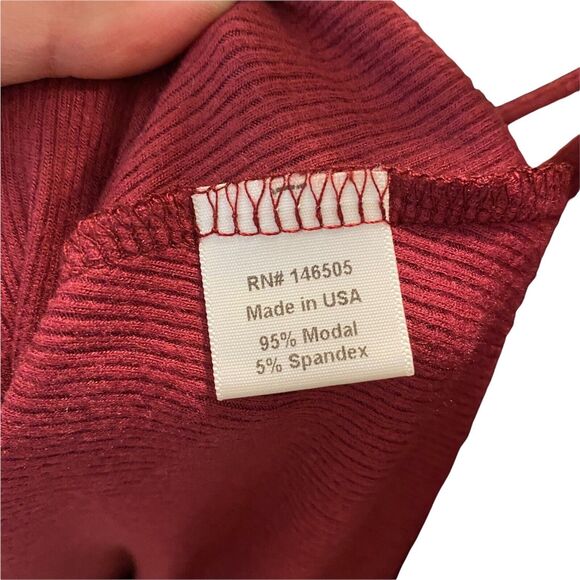 LA Relaxed Small Dress Long Sleeve Vneck Maroon Bodycon Stretch - Picture 3 of 10